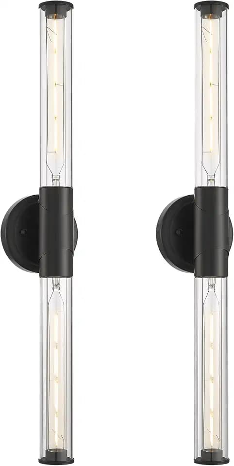 HWH Modern Black Wall Sconces Set of 2, 27-Inch Vanity Light, 5HZG105B-2 BK