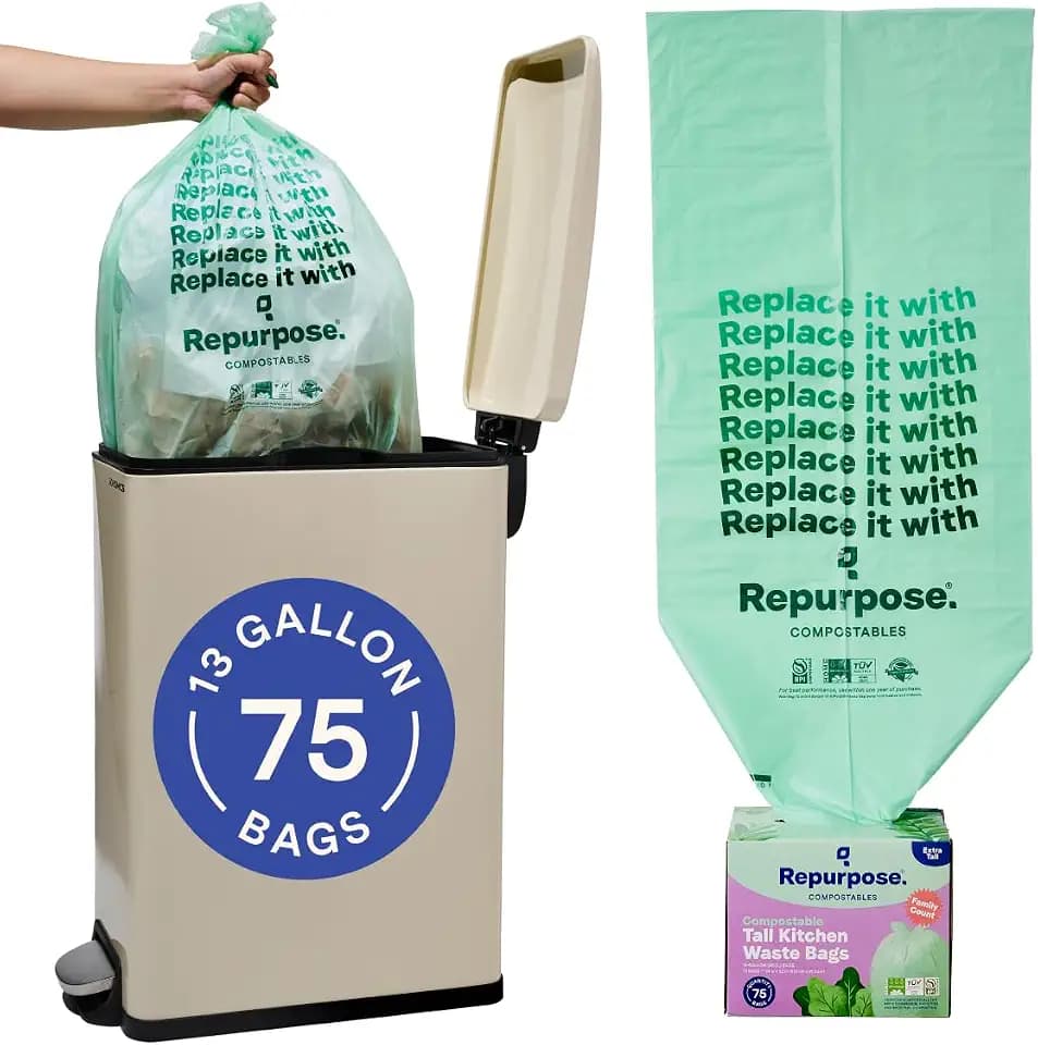 Repurpose 13 Gallon Compostable Kitchen Trash Bags, 75ct