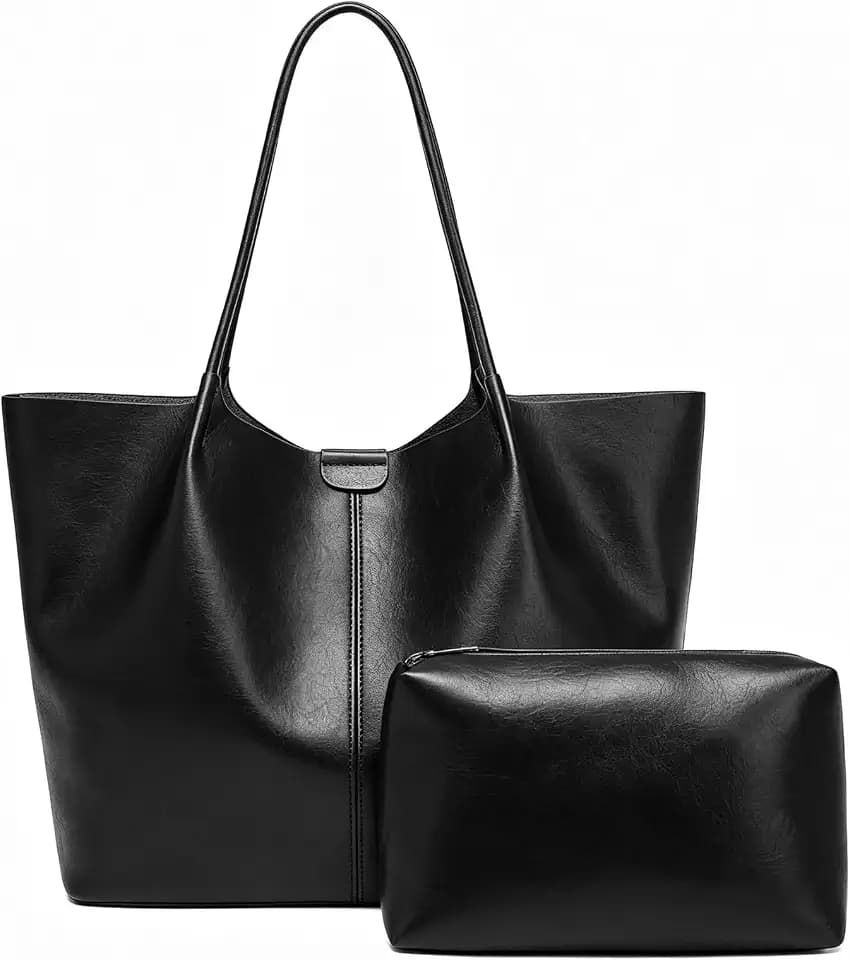 Tote Bag For Women Large Capacity Soft Leather Purse With Interior Pouch Multi-Use For Daily Commute Work Travel