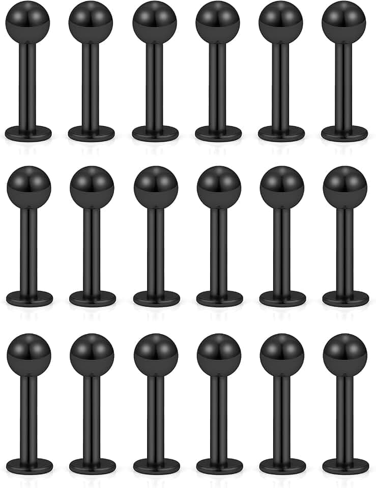 20G 18G 16G 14G 12G Lip Labret Monroe Medusa Nose Rings Stud 316L Surgical Steel Tragus Helix Cartilage Earring Tongue Cheek Piercing Jewelry Bars 6mm 8mm 10mm 12mm 14mm 16mm 19mm 18PCS