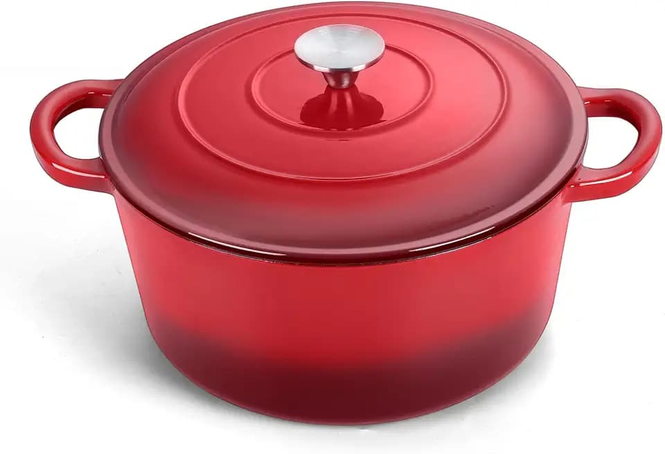 TeamFar 3qt Dutch Oven, Small Enameled Cast Iron Dutch Oven Pot with Lid