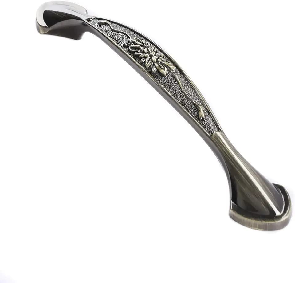Solid Oil Rubbed Bronze Cabinet Hardware Handle Pull Antique Brass Flower Dresser Wardrobe Pull - 5.04" (128mm) Hole Centers, 3 Pack, Bronze