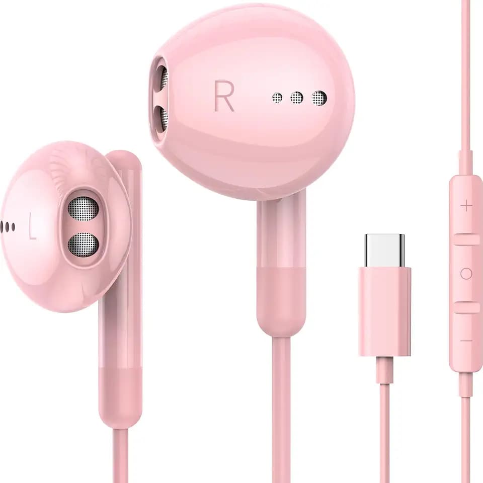 USB C Headphones for iPhone 18 17 16 15 Pro Max Plus iPad Pro USB C Earphones with Microphone Volume Control USB C Wired Earbuds USB Type C Earphone for Google Pixel 9 Samsung S26 S25 S24 S23 S22 A55