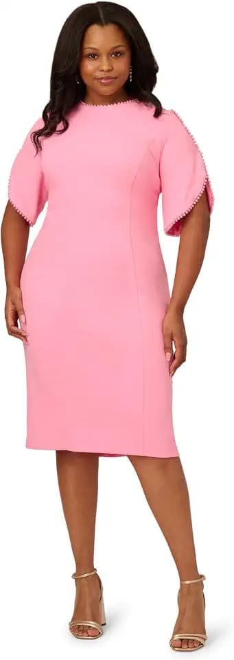 Adrianna Papell Women's Knit Crepe Pearl Midi Dress