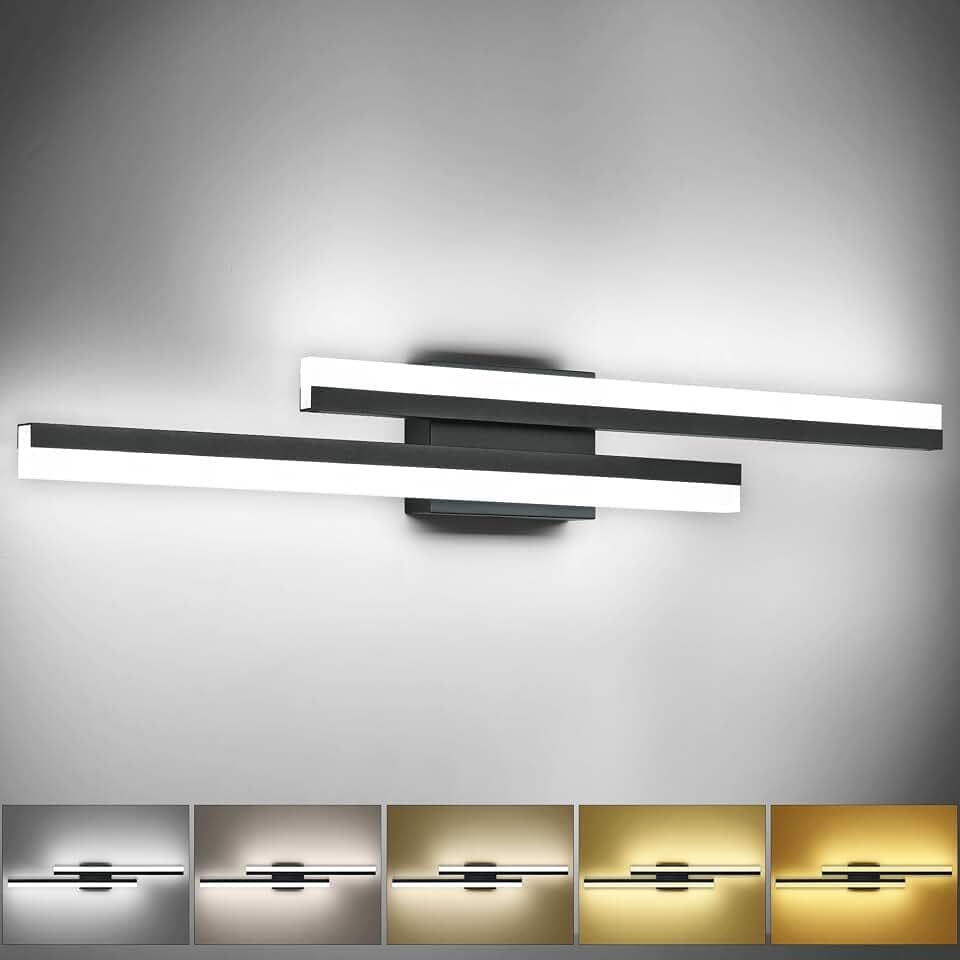 PRESDE 32 Inch LED Vanity Light Black Bathroom Light Fixtures Over Mirror Modern Bath Lighting Bar 5CCT