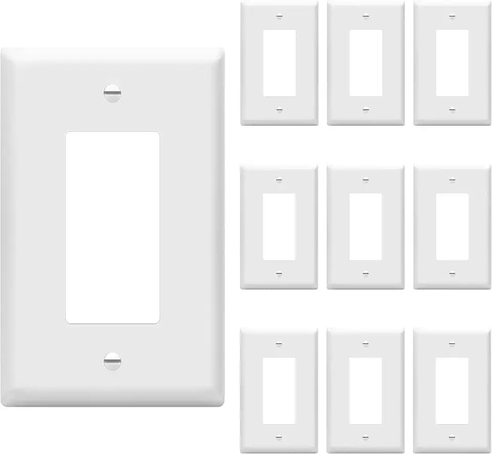 ENERLITES 1-Gang White Mid-Size Decorator Switch Outlet Wall Plate, 10 Pack