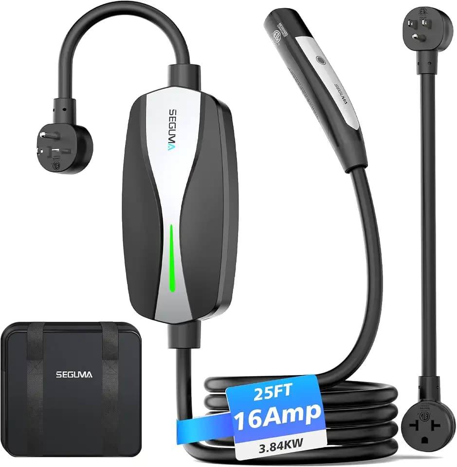 SEGUMA Level 1/2 Tesla Charger, 12A 120V w 5-15Plug &16A 240V w 6-20 Plug