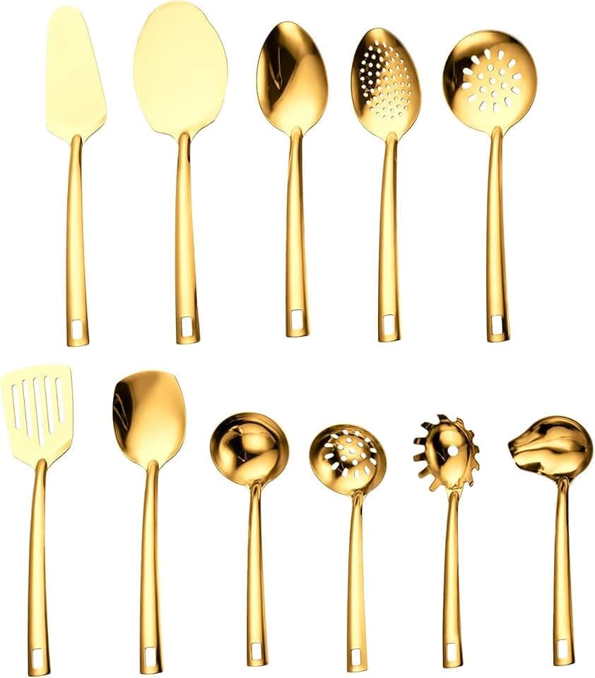 Gold Küchenutensilien Set 11-teilig, Edelstahl Kochutensilien Set