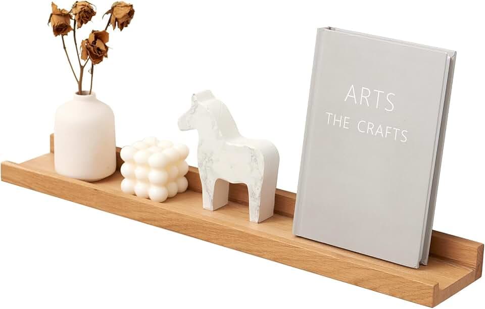 Oak Floating Shelves 36 Inch Wall Shelves for Decor and Storage, 6 Inch Deep Natural Solid Wood Shelf, Picture Ledge Shelf for Bedroom Bathroom Living Room KitchenLaundry Room