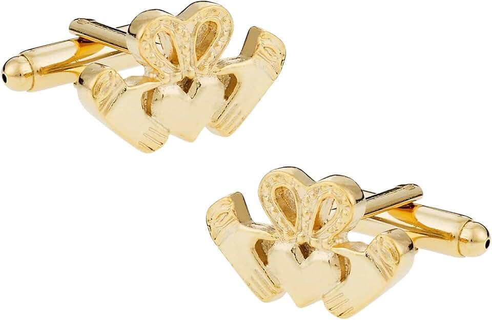 Cuff-Daddy Gold Claddagh Cufflinks with Presentation Gift Box - Irish Love Cufflinks with Heart