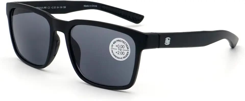 Lightweight Men Progressive Bifocal Reading Sunglasses – No Line, No Bubble – Zero Power on Top, UV Protection CR02