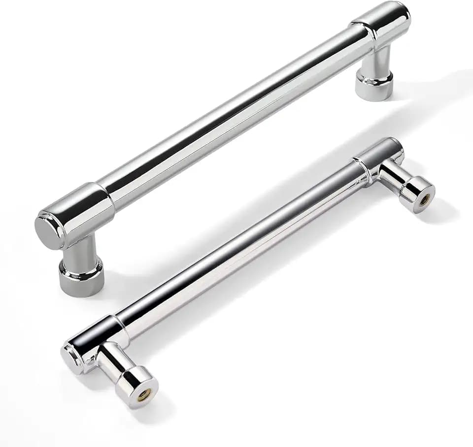 khtumeware 20 Pack Polished Chrome Cabinet Pulls 5 Inch(128MM) Hole Center Solid Chrome Drawer Pulls Dresser Handles Cabinet Hardware