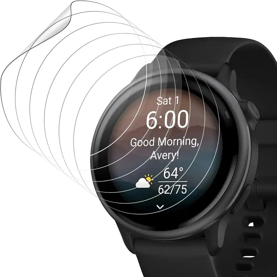 (6 Stück) Displayschutzfolie für Garmin Vivoactive 6, Weiches TPU, HD-klar, Vollabdeckung, kratzfest, Ghärtetes Glas
