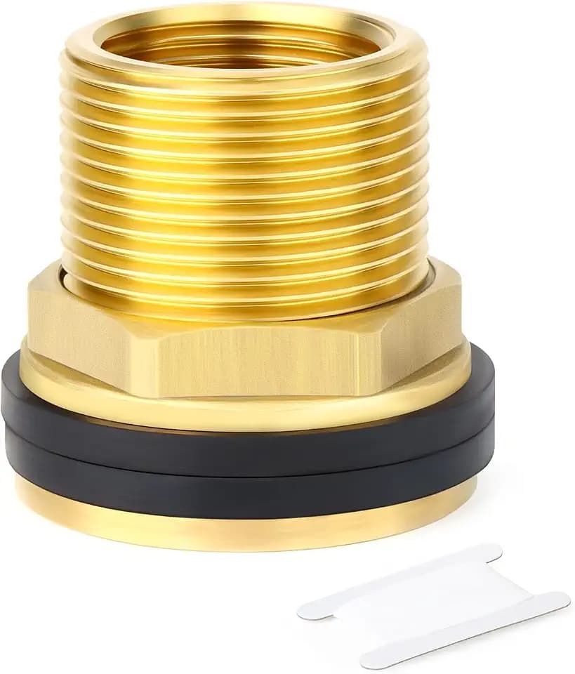 GASHER 1PCS Brass 1" Female 1-1/4" Male Bulkhead Tank Connector Adapter Fitting with Rubber Ring