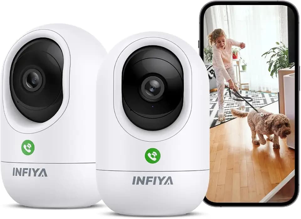 INFIYA 360° PTZ One-Tap Call Indoor Camera 2.4GHz Baby Pet Monitor, 2Pack