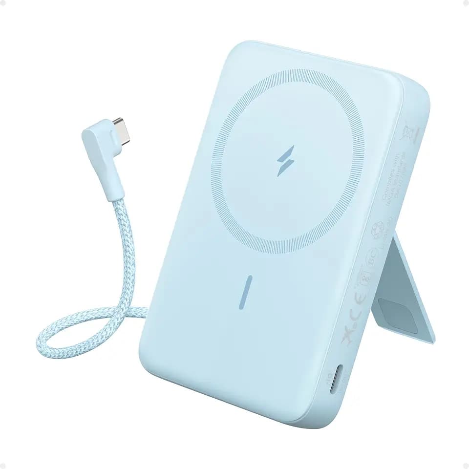 Anker Zolo Magnetic Power Bank, 10,000mAh Wireless Portable Charger (Blue)