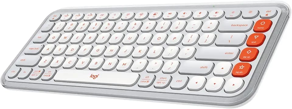 Logitech POP ICON Keys Wireless Bluetooth Keyboard - Off White and Orange