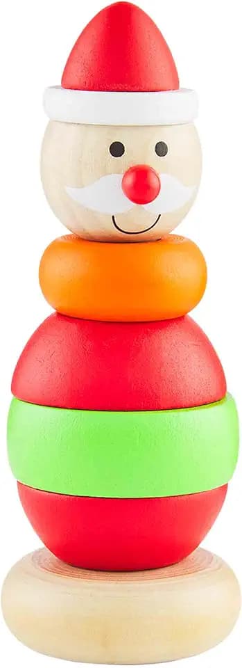 Mud Pie Kids Christmas Stacker Toy, Santa, 5" x 2" Dia
