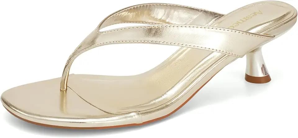 Kitten Heels for Women Flip Flop Thong Mule Short Low Heel Strappy Open Square Round Toe Dressy Sexy Heeled Sandals Shoes