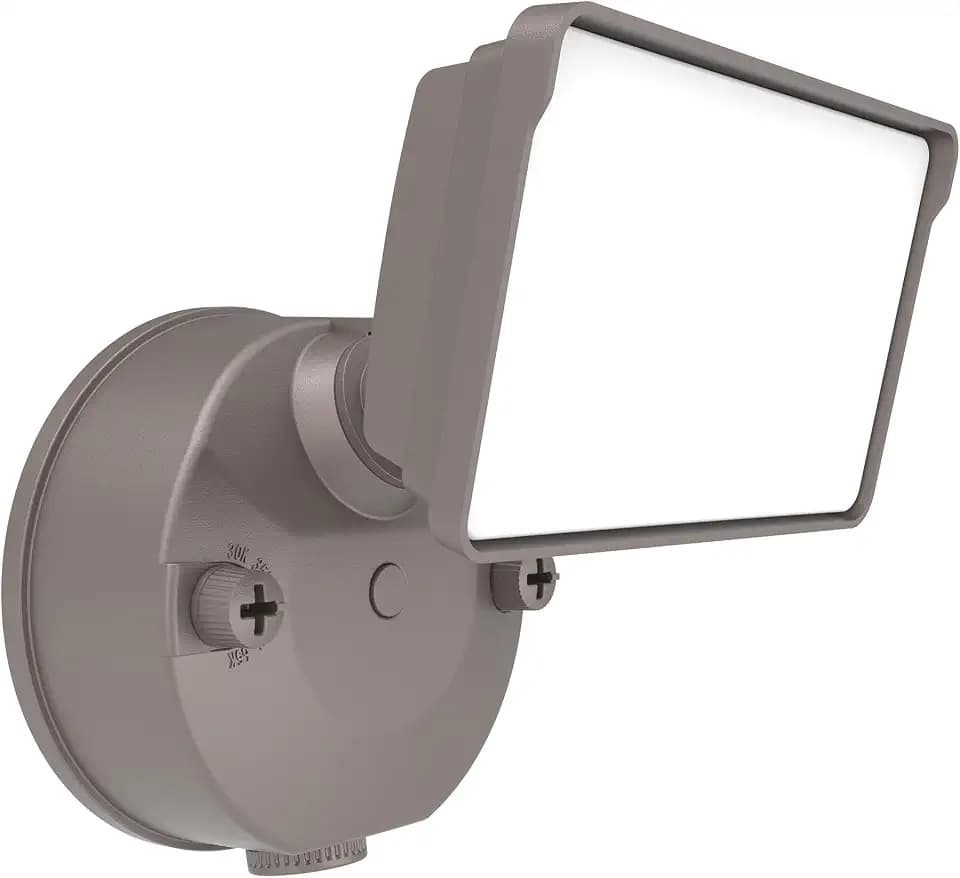 HALO FGS Outdoor LED Security Floodlight, 120V w/Selectable CCT & Lumens, Dusk to Dawn, Wall or Eave Mounting - Bronze FGS30CLD2DB