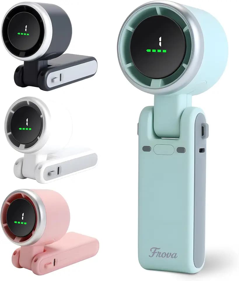 Zephyrus Portable Handheld Fan – 5200 mAh USB‑C Rechargeable, 5‑Speed Quiet Brushless – Foldable Pocket‑Size with Stand, Lanyard & Pouch