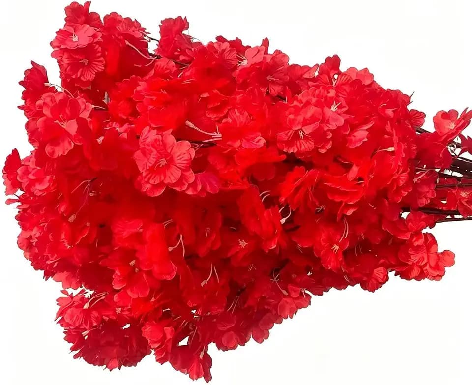 50 Pieces of Simulated Cherry Blossom Branches (red)