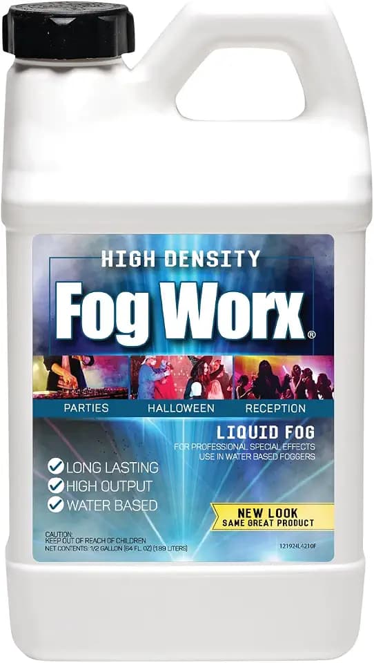 FogWorx Extreme High Density Fog Juice - Long Lasting, High Output, Water Based Fog Machine Fluid - Half Gallon, 64oz