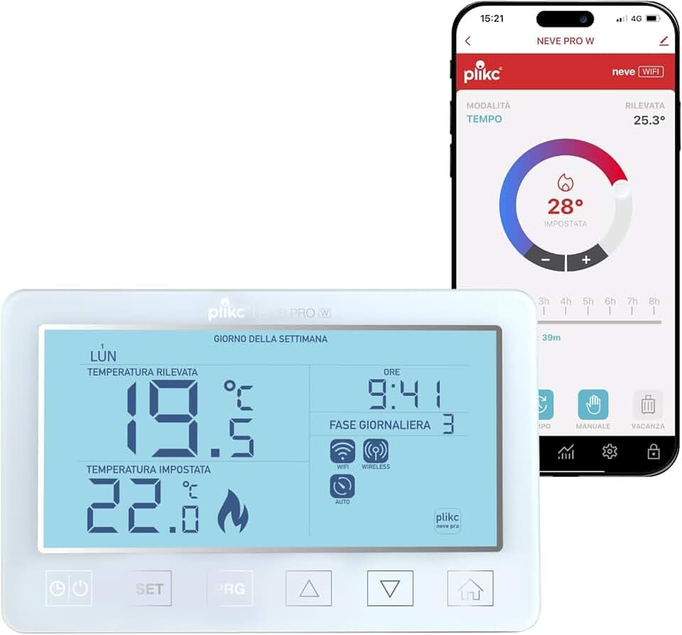 Digitales WLAN-Thermostat mit Dual-Band kompatibel mit Alexa - Stromversorgung 230 V - (Schnee PRO W)