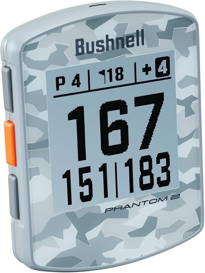 Bushnell Golf Phantom 2 Handheld GPS – Preloaded with 38,000+ Courses, Large Display, Auto Hole Advance, BITE Magnet, USB-C Charging – Easy-to-Use Rangefinder - Gray Camo