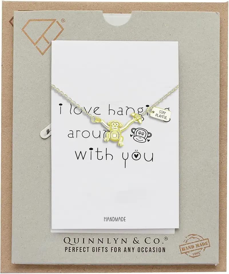 QUINNLYN & CO., Monkey Pendant Necklace, Best Friend Gift