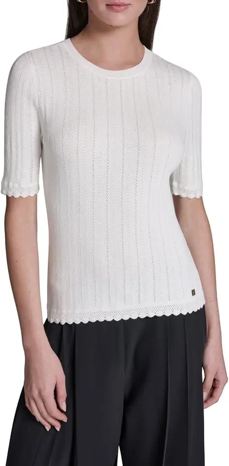 Halston Women's Half Sleeve Layering Sweater