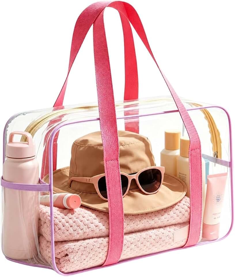 Macaron Jelly Clear Beach Bag for Women,13.8''L*10.3''W*5.2''H