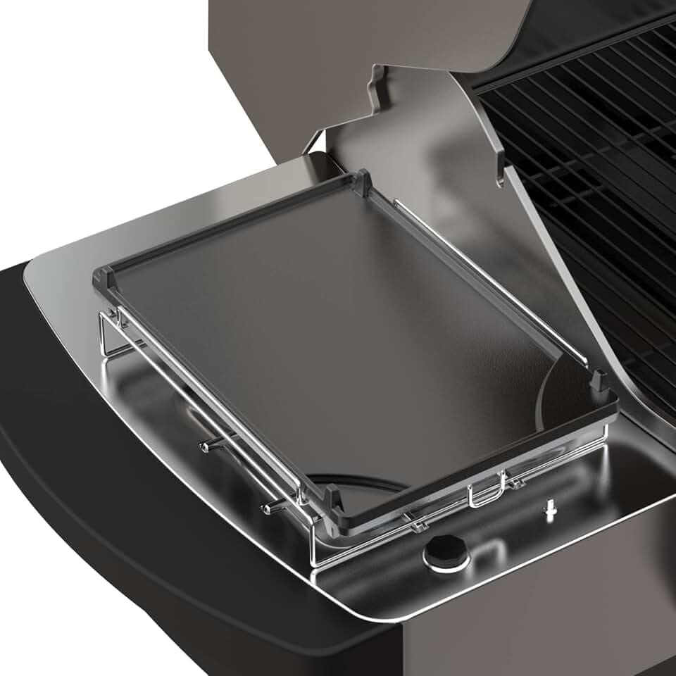 onlyfire Universal Seitenbrenner Wende Grillplatte Gusseisen, Grillplatte mit Abnehmbarer Grill, BBQ Plancha Grillpfanne für Gasgrill und Holzkohlegrill, Gasgrill Zubehör