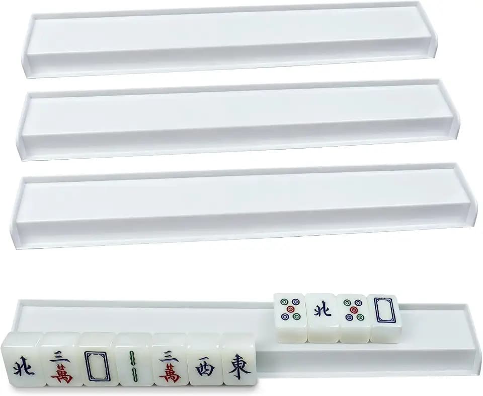 4 Pack Mahjong Racks, Mahjong Tile Holder Without Pusher, American Mah Jong Tile Rack, White