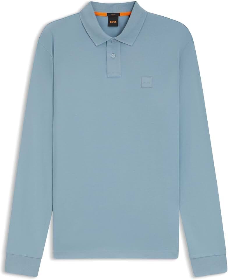 BOSS Herren Pirol Longsleeve-Poloshirt aus Interlock-Baumwolle mit tonalem Logo