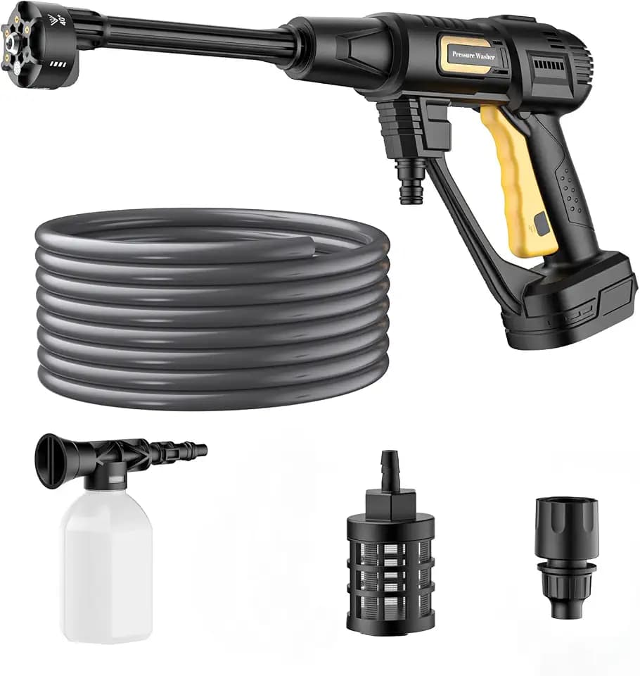 Akku Hochdruckreiniger für Makita 18V Akku, Mobile Reinigung und Bewässerung Druckreinigerpistole, Druckreiniger mit 6-IN-1 Düse [21V, 20 Bar, 4 L/min] für Auto, Garten (Ohne Akku)