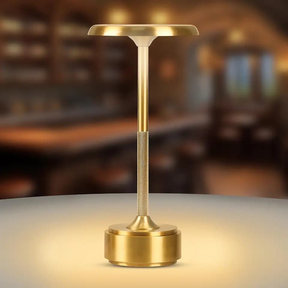 Cordless Rechargeable Modern Metal Table Lamp, Touch Dimming, 3-Color