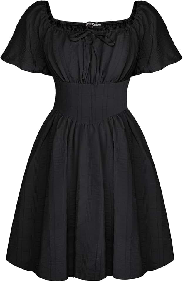 SCARLET DARKNESS Damen Renaissance Kleid Square Neck Bubble Kleid Mittelalter Mini Corsagenkleid