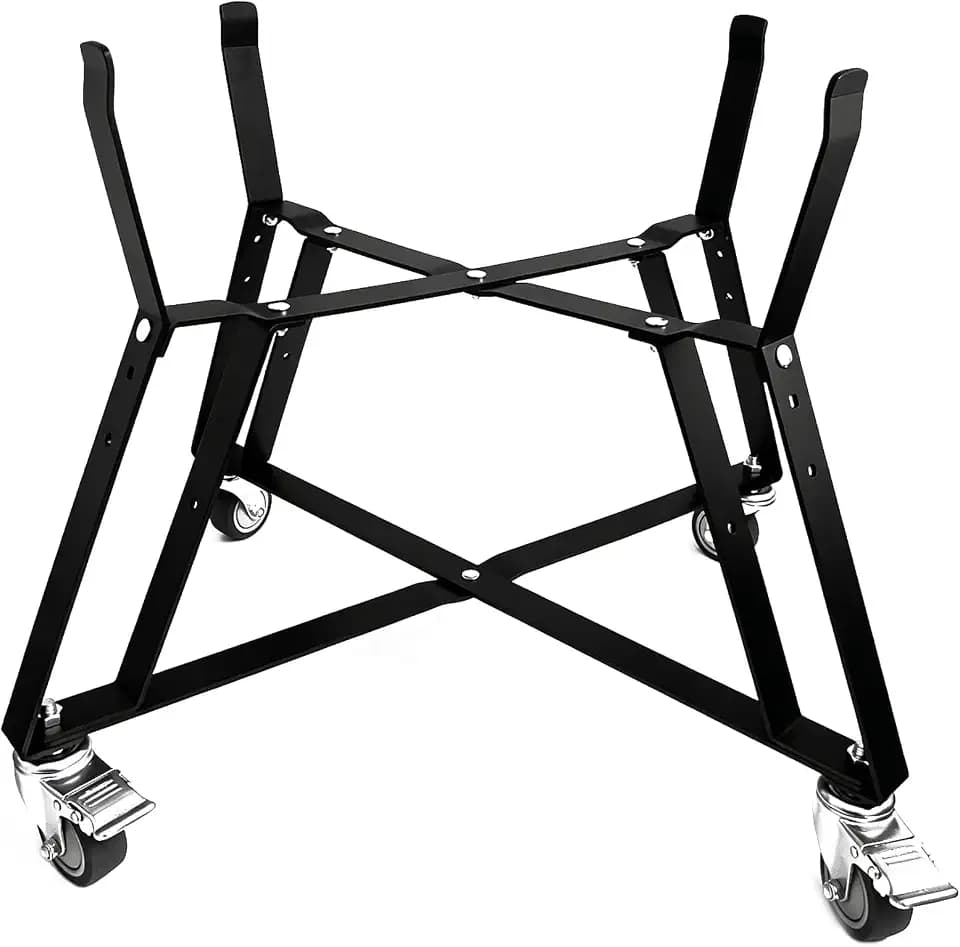 Heavy Duty BBQ Grill Rolling Cart, Rolling Nest, Rolling Outdoor Cart for XLarge Big Green Egg with Locking Caster for BGE XL Smoker Kamado Big Joe 24" Charcoal Grill Stand Accessories