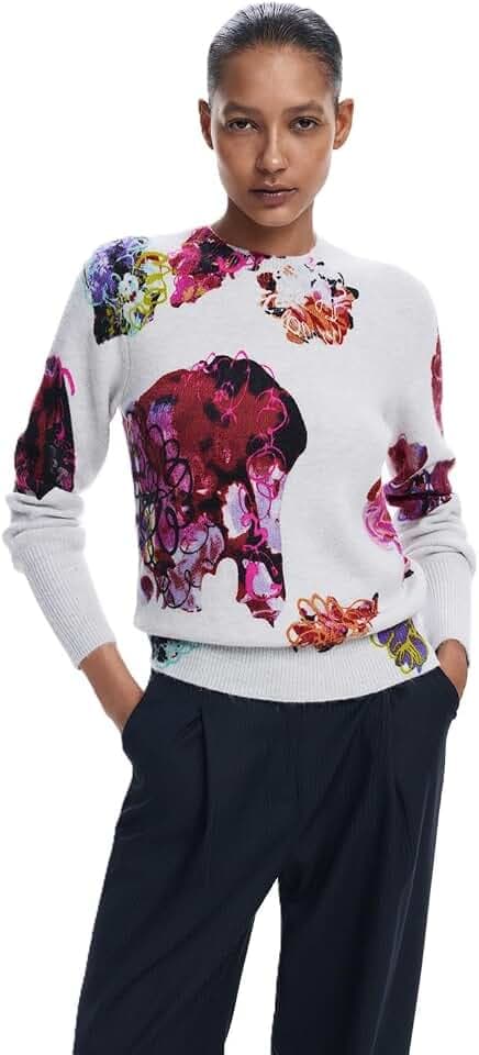 Desigual Damen Woman Flat Knit Thick Gauge Pullover Sweater (1er Pack)