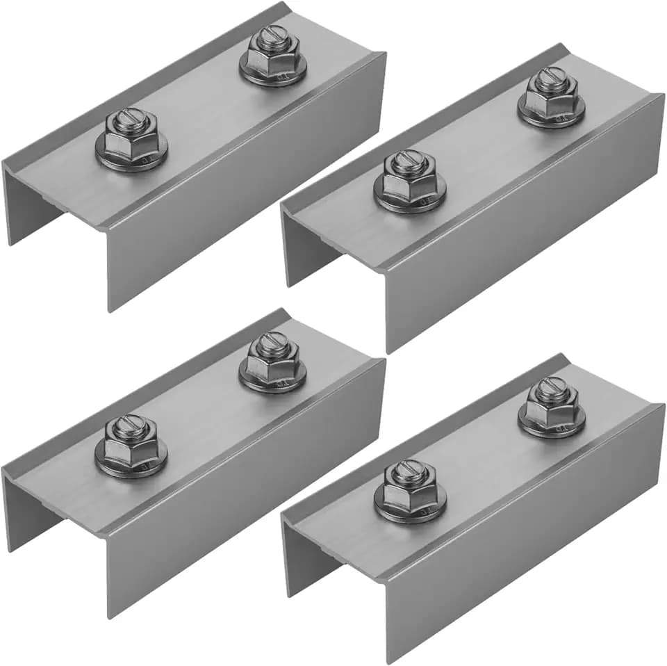 Avoltik Aluminium C-Profilverbinder 40x40mm für PV Schienen | Schienenverbinder für Photovoltaik Solarmodule | 4 Stück mit Schrauben | Silber