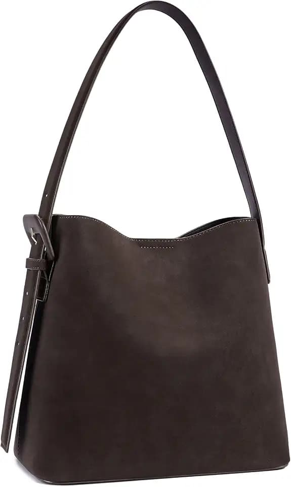 BOSTANTEN Suede Bucket Bag for Women, Hobo Purse with Adjustable Strap