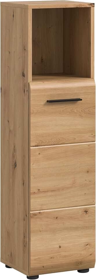 xonox.home – Standschrank hoch Ice 30x110x30 cm in Korpus und Front Artisan Oak Nachbildung – Schrank Badezimmer-Hochschrank – modern & schlank