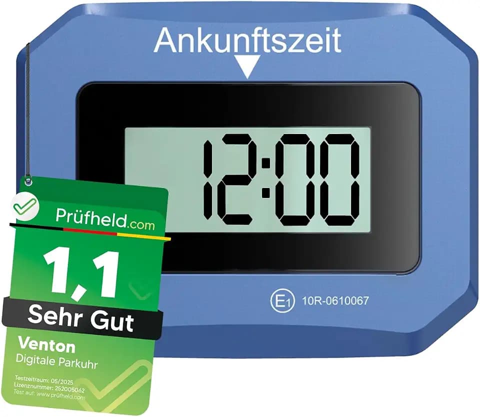 [ Test SEHR GUT, Note 1.1 *] VENTON V2 Elektronische Digitale Parkscheibe mit Zulassung, Automatische elektrische Parkuhr, Auto Zubehör Innenraum, Auto Gadgets elektrisch, Autozubehör elektronisch