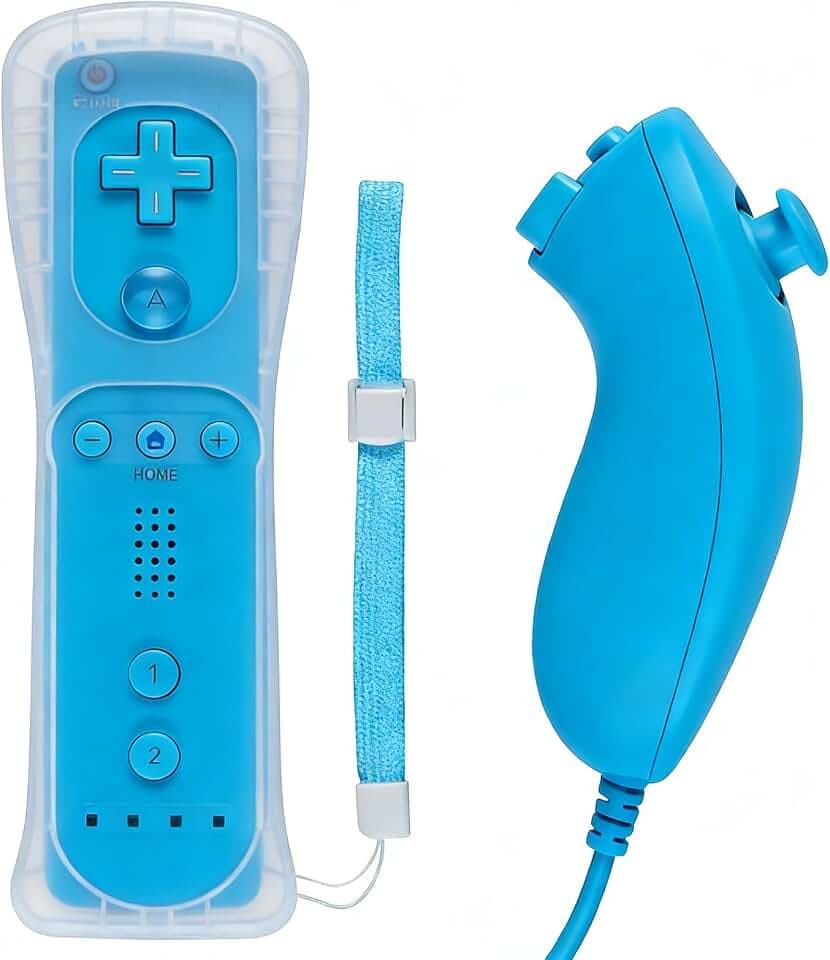 Funmo Controller für Wii Remote Plus Controller -Wi-i- Fernbedienung mit Motion Plus und W-ii-Nunchuck Con-troller W-ii Kontroller W-ii Vernbedinung Ersatz für Wii/WiiU (B)