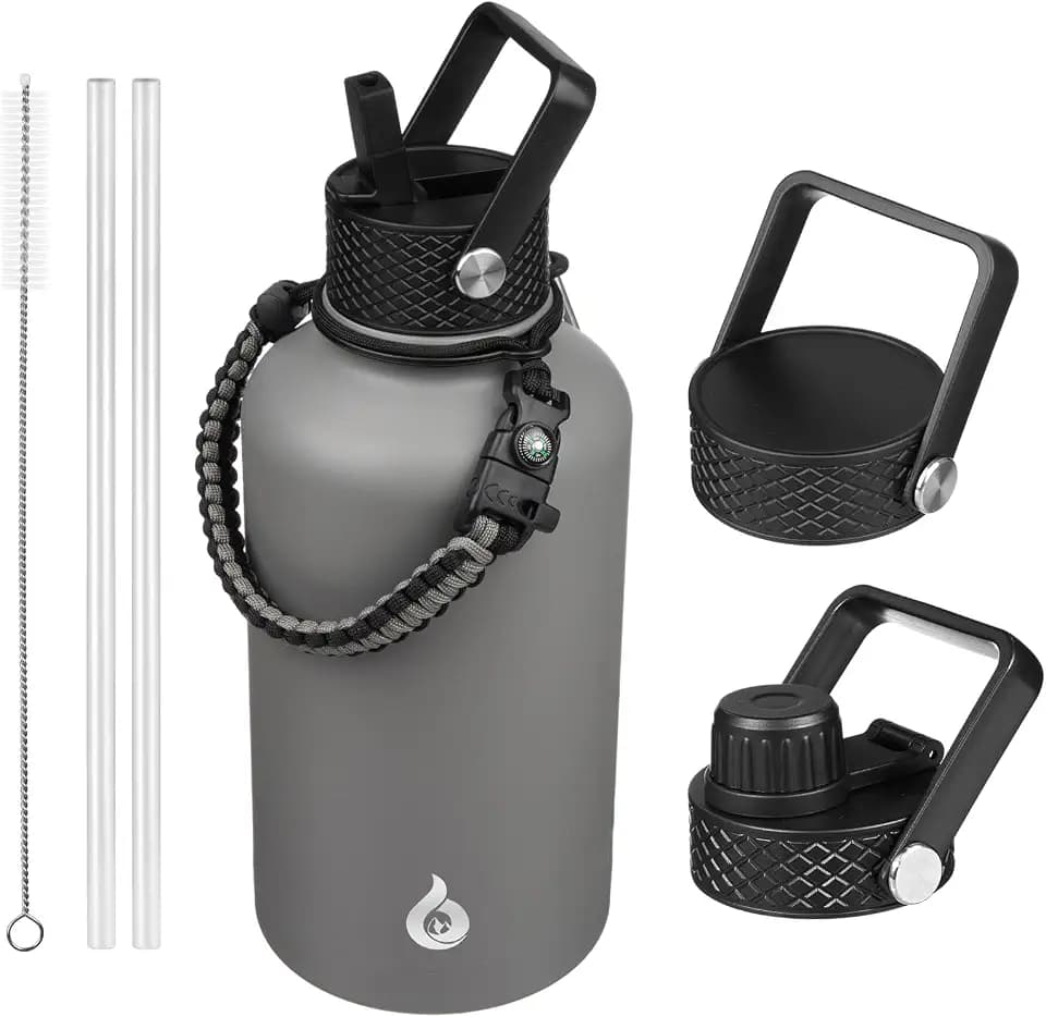 BJPKPK 64oz Insulated Water Bottle, Half Gallon Water Jug with Straw Lid