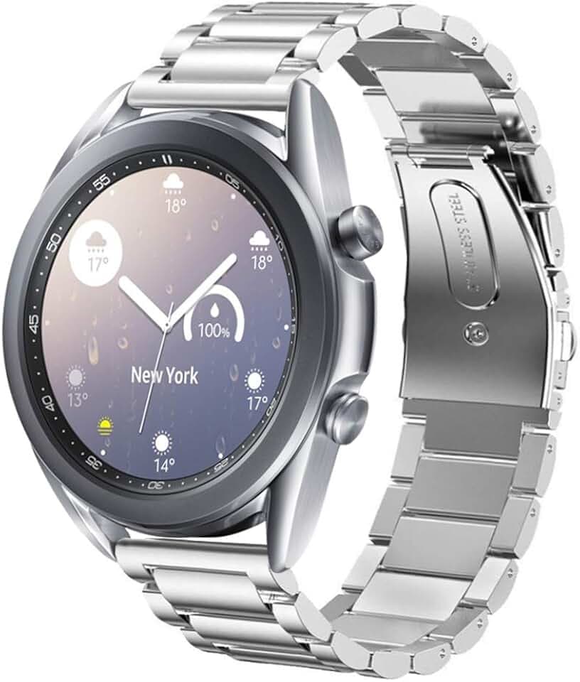 Kompatibel mit Armband Samsung Galaxy Watch 3 Armband 41MM SM-R850/Watch 42MM SM-R810/Garmin Venu/AMAZFIT GTR MINI/Withings Scanwatch 42MM,20MM Silber Edelstahl Metall Ersatz Uhrenarmband