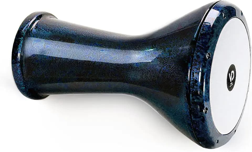 Orientalische Profi solo Darbuka Handtrommel Percussion Aluguß Pearl Effekt Blau mit Zubehör