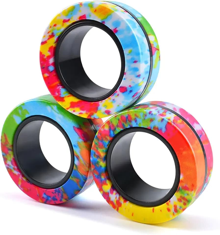 Cevioce 3Pcs Magnetic Rings Fidget Toy Set, ADHD Anxiety Magnetic Fidget Toys Adults Fidget Spinner Rings for Relief, Easter Gifts for Kids 8+ Year Old Easter Basket Stuffers for Teens Boys Girls