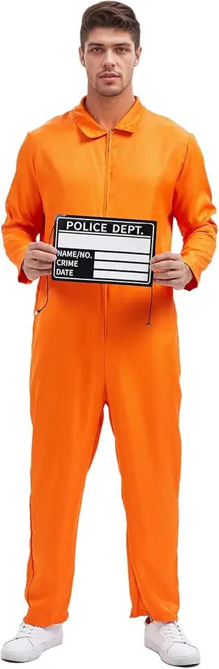 Orange Prisoner Jumpsuit Men for Halloween Cosplay